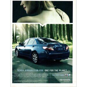 2009 Toyota Carmy Sedan Vintage Print Ad Forest Trees Nature Woman Neck Wall Art